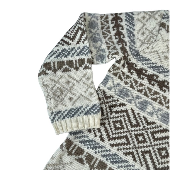 PURE & SIMPLE NORDIC FAIR ISLE CHUNKY KNIT LAMBSWOOL CREAM TURTLENECK SWEATER - Picture 5 of 14